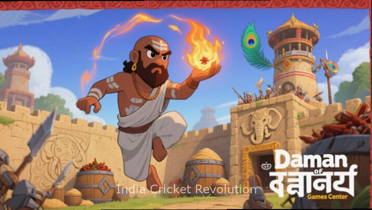 India Cricket Revolution - Gameplay India Cricket Revolution gameplay showing a cricket match in progress with India Cricket Revolution watermark